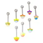 8pcs Set Tongue Bars Piercing Jewellery 8mm Star 6mm Ball