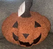 FAUX SHERPA PUMPKIN JACK-O-LANTERN PILLOW