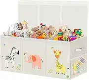 VERONLY Extra Large Toy Box Storage for Boys Girls - Collapsible Toy Chest Organizer for Kids,Toy Bin Container with Lid and Handles for Clothes, Nursery, Playroom,Bedroom,Stuffed Animals,Quilt(Beige)