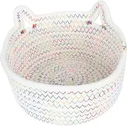 HEALSOPTHY 1Pc Cat Ear Decorative Cotton Storage Basket Practical Organizer for Nursery Stylish Storage Box for Makeup Household Items Creative Design for Neat Spaces