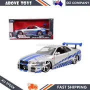 Jada 1:24 Fast & Furious Brians '02 Nissan Skyline GT-R Diecast Car Model Toy