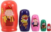 ERINGOGO 5 Pcs 5 Wooden Russian Nesting Dolls Wukong to West Monk for Cognitive Development Birthdays and Special Occasions