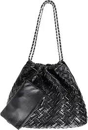 [SHARPAD] Woven Bag for Women, Vegan Leather Tote Bag Summer Beach Handbag Purse Retro Handmade Travel Shoulder Bag