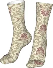 [CSIVKEJ] Crew Socks Comfort Casual Athletic Multi Design Socks For Women Men, Floral 14, One Size, Floral 14, One size