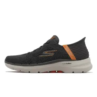 【SKECHERS】健走鞋 Go Walk 6-Free Hand Slip-Ins 男鞋 灰 橘 瞬穿科技(216279CCOR)