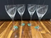 Lenox Windswept Clear Wine Glass Set Elegant Frosted Swirl Clear Stemware Lot 4