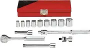 335 - 3/8Inch Drive 14 Piece Metal Boxed Set - 6 Point Standard Sockets