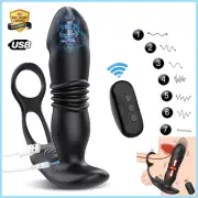 Thrusting Anal Plug Vibrator Vibe Prostate Massager Stimulator Cock Ring Sex Toy