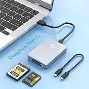 CFexpress Type A Card Reader, USB 3.2 Gen 2 10Gbps, Card Reader for SD/Type A CFexpress Adapter, Portable Two Slots CFexpress Reader, Compatible Windows/Android/Mac OS/Linux
