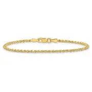 10K Real Yellow Gold Diamond Cut Rope Anklet Bracelet - 2mm - Anklet 9 "- DH016