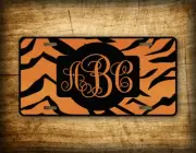 Custom Bold Tiger Monogram License Plate Personalized Initials Animal print