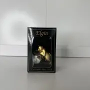 Elgin Cat & Fish Bowl Desktop Mini Clock Quartz Gold Chrome Finish