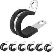 30 Pack Cable Clamp, 3/4 Inch Stainless Steel Wire Clamp with Metal Rubber Clips ，Cable Clamps Assortment Kit for Cable Rigid Pipe Strap (20mm)