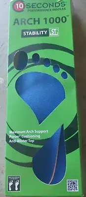 10 Seconds Arch Stability Insoles (Arch 1000) Men’s 6.5-7.5 Women’s 9-10