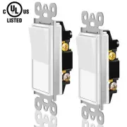 Single Pole Decorative Light Switch 15A 120/277V Decorator Paddle Rocker On/Off
