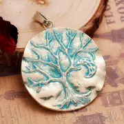 Tree Of Life Pendant - Pale Gold And Turquoise Patina Charm C1164 - 1, 2 Or 5PCs