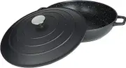 Commichef XR-L32BK 32cm Cast Aluminium Shallow Casserole Dish, Suitable for Oven and All Types of Hob, Perfect for Stews and Casseroles, Black