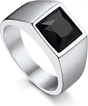 [Bandmax] Stainless Steel Gemstone Rings for Men 1, Cubic Zirconia, Cubic Zirconia