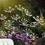 Solar Garden Lights with Flashing and Steady Lighting 2 Modes, 120 LED Wick Garden Lights for Outdoor Yards, Paths, Patio and Holiday Decorations, Warm White (2 Pack)