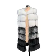 Nevenka Womens Waistcoat Faux Fur Sleeveless Jacket-Black and White