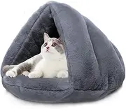 Self Warming Plush Pet Bed Cat Cave Pet Tent Cave Bed Cozy Cat Sleeping Bag Snooze Mat for Winter Pets Cats Dogs Puppies and Kittens, Durable, Comfortable, Washable (one Size, Gray-New)