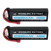 MARSLIPO 7.4V 8000mAh 100C 2S Lipo Battery T Plug for RC Car