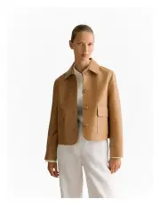 [Trenery] Leather Button Through Jacket in Tobacco