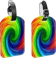 [WOSHJIUK] Luggage Tags,2 Pack Labels Suitcase Tags,Abstract Swirl Rainbow,Luggage Tags Privacy Protection Travel Bag Tag