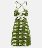 [Giambattista Valli] Giambattista Valli Printed gabardine cutout minidress AU 12 green
