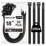 Large Zip Ties 18 inch (actual 20 inch), 50 Pack, Long Zip Ties Heavy Duty wi...
