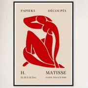 Galrie Papiers Découpés H. Matisse Print Red Silhouette (1948) Elegant for your Home, Black Frame, A0 84 x 119cm (33 x 47inch)