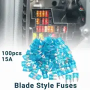 Car Blade Style Fuses 15A Mini Fuse Durable Short Circuit Protection 100Pcs