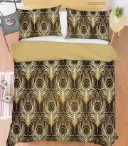 3D Peacock Feathers Pattern Quilt Cover Set Bedding Sets Pillowcases Queen
