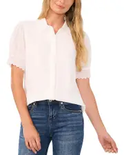 CeCe Scalloped Button Front Blouse