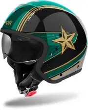 Airoh J110 Command Jet Helmet, black-green, Size M for Men Black Green