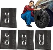 RV Wheel Covers - Waterproof 4X Trailer Tire Covers - Sun Rain Snow Protector, Dustproof Portable Tyre Storage Bag for Motorhome Boat Trail