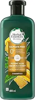 Herbal Essences Bio: Renew Sulphate-Free Potent Aloe + Manuka Honey Moisturising Shampoo for Dry Hair 400 ml, Multi
