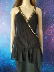 Size 14 BNWT OASIS DELICATE black sequins evening party promo blouse top 684