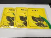 3 NJ Hand Tied Green Hair English Hook w/3Way+Snap Fluke/Summer Flounder Rigs