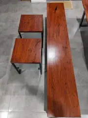 New modern Jarrah dining table, 8 seater benches & side tables *Cost 13k*