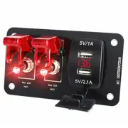 2 Gang Red LED Rocker Switch Control Panel Breaker Dual USB for Car Truck Marine (for: Renault)
