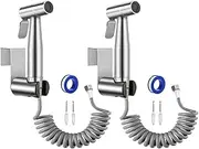 Toilet Bidet Sprayer Hose Kit with Hanger,Spray Bidet Attachment Water Pressure Control Adjustable Stainless Steel Diaper Bidet Toilet Water Spray Gun for Washing Bath Pet Shower (NO T Valve) (2 sets)