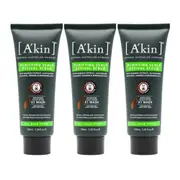 3x Akin Purifying Scalp Revival Scrub With Bamboo Extract, Australian Avocado, Orange & Mandarin Oils 100ml
