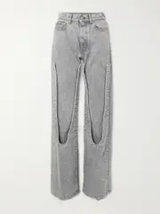 [Y/PROJECT] Y/PROJECT - Snap Off Chap Convertible High-rise Organic Straight-leg Jeans - Gray - 28 28 Gray