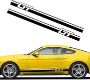 Car Side Skirt Decal Stickers Body Side Sports Racing Stripe Graphic Stickers NJ013 Compatible with Mustang Black (2Pcs)