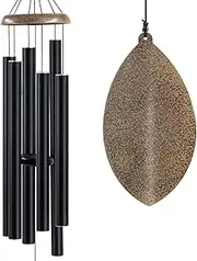 Wind Chimes Outside Deep Tone, 45 in Wind Chimes Large with 6 Heavy Tubes, Large Deep Tone Wind Chimes Outdoor for Garden Hanging Décor,Sympathy Gifts, Black