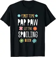 [X.Style] First Time Pap paw Let The Spoiling Begin Funny Baby Shower ds1039 T-Shirt (M) Black