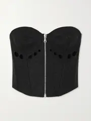 [Jean Paul Gaultier] Jean Paul Gaultier - Cutout Wool-blend Felt Bustier Top - Gray - FR 40 FR 40 Gray