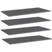 4pc Bookshelf Boards Shelving Part Chipboard Shelf Panel 80x20cm High Gloss Grey