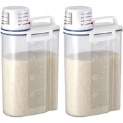 Asvel Rice Container Bin with Pour Spout Plastic Clear 2kg(2 Pack)